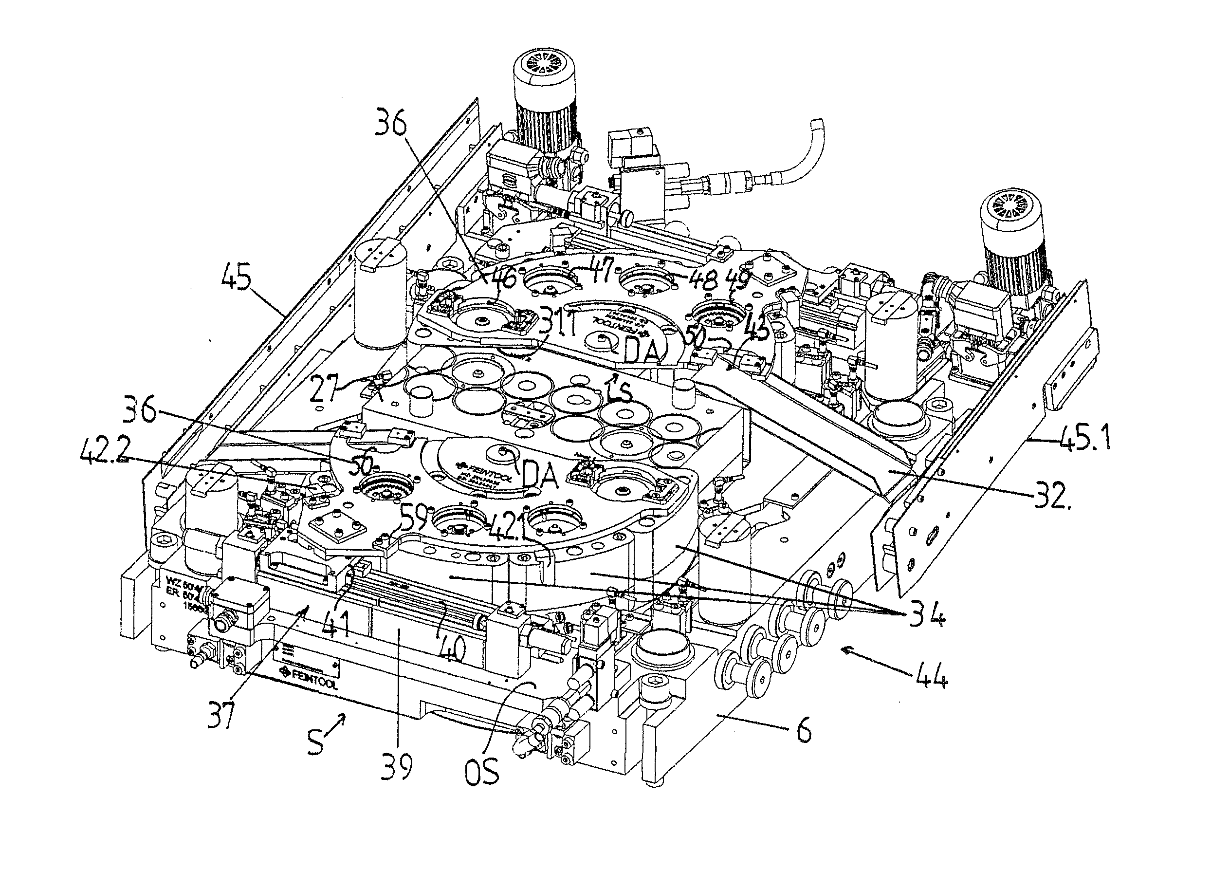 Device and method for transferring workpieces into and out of a tool