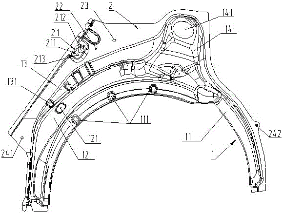 Left rear wheel housing