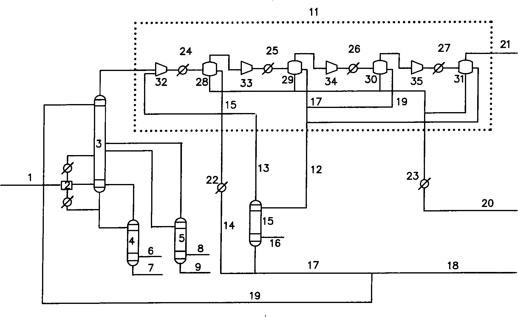 Ethylene quenching apparatus and compressing energy-saving technique