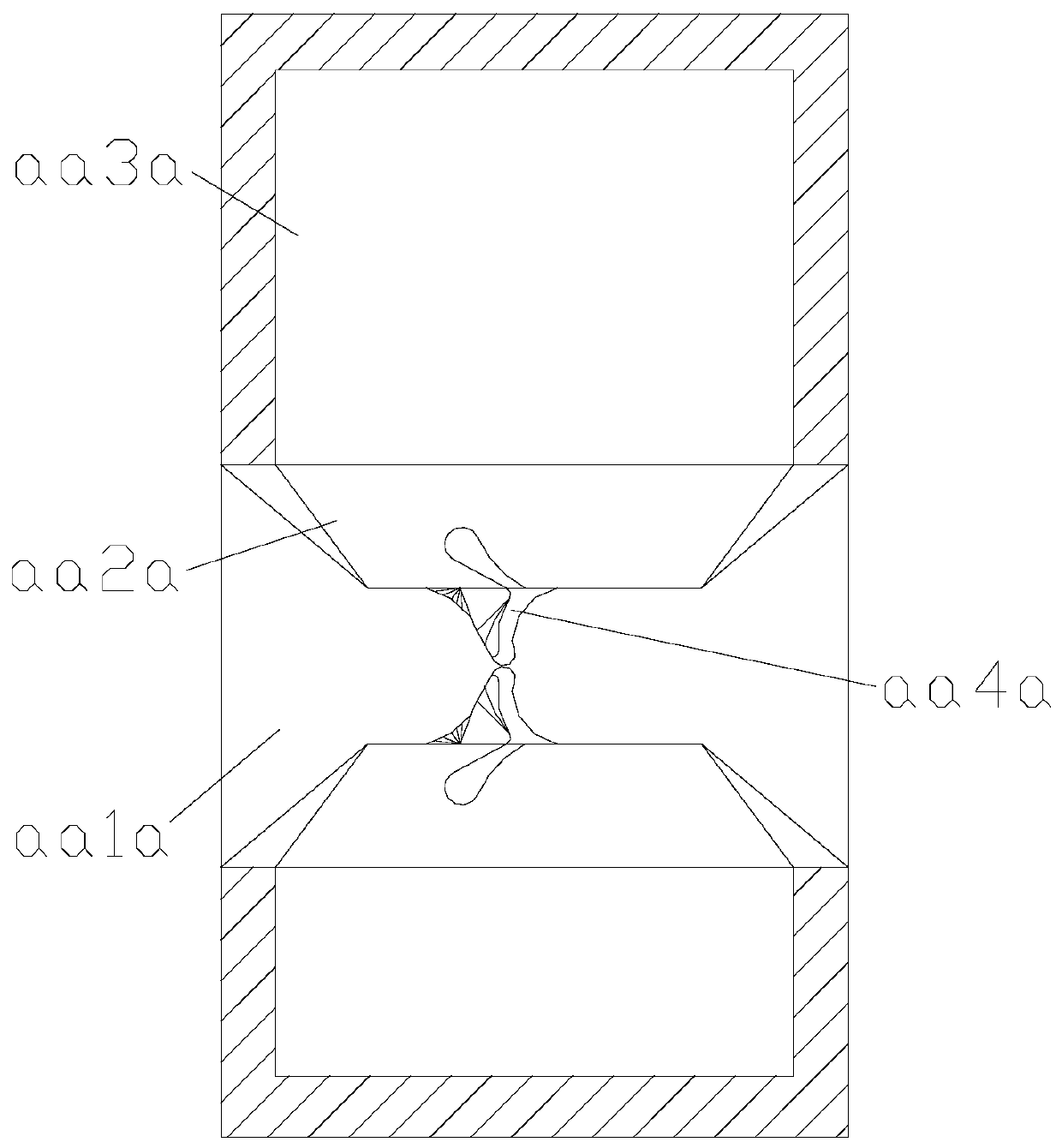 Compression cracking prevention necking machine for shell head of clamping plate type male joint