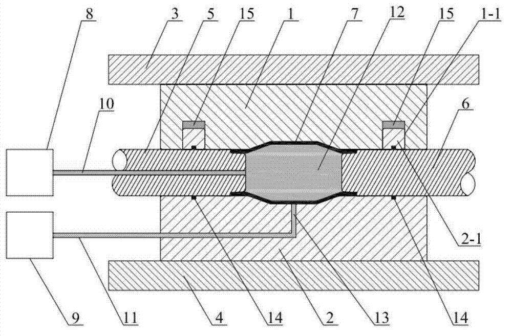 Tubular product hydraulic forming device capable of achieving inside and outside pressurization