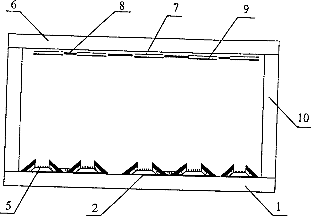 Tripolar field emission display of bridge grating structure and process for preparing same