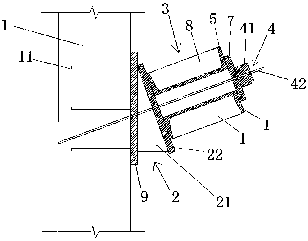 Press-stressed anchor cable assembly type steel waist rail and construction method thereof