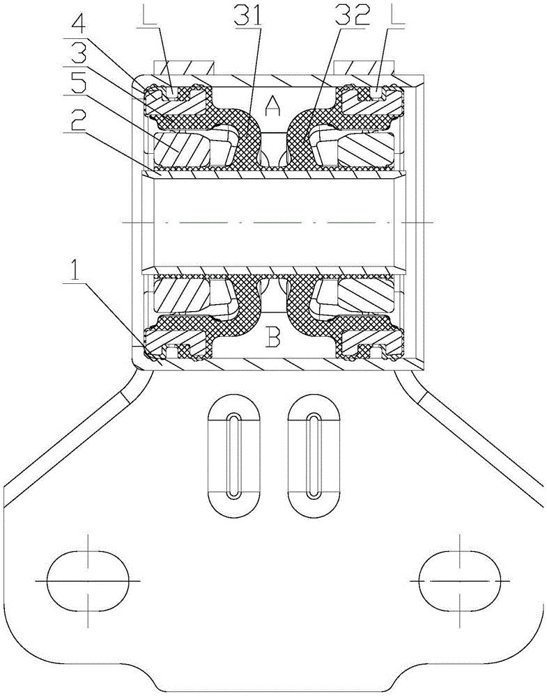 Hydraulic bushing device for chassis swing arm and chassis swing arm system