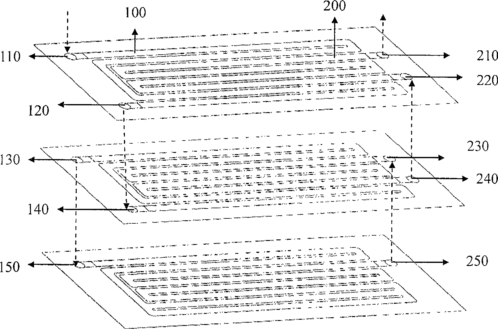 Serial between-board current-track fuel battery current field board