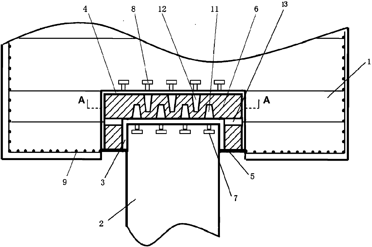 A shock-absorbing device for connecting pile foundations and caps and its construction method