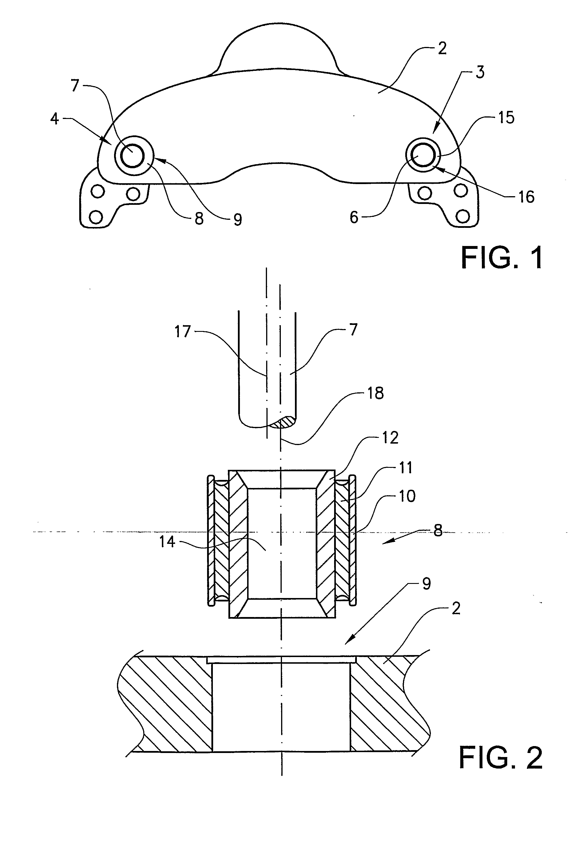 Sliding arrangement for a disk brake