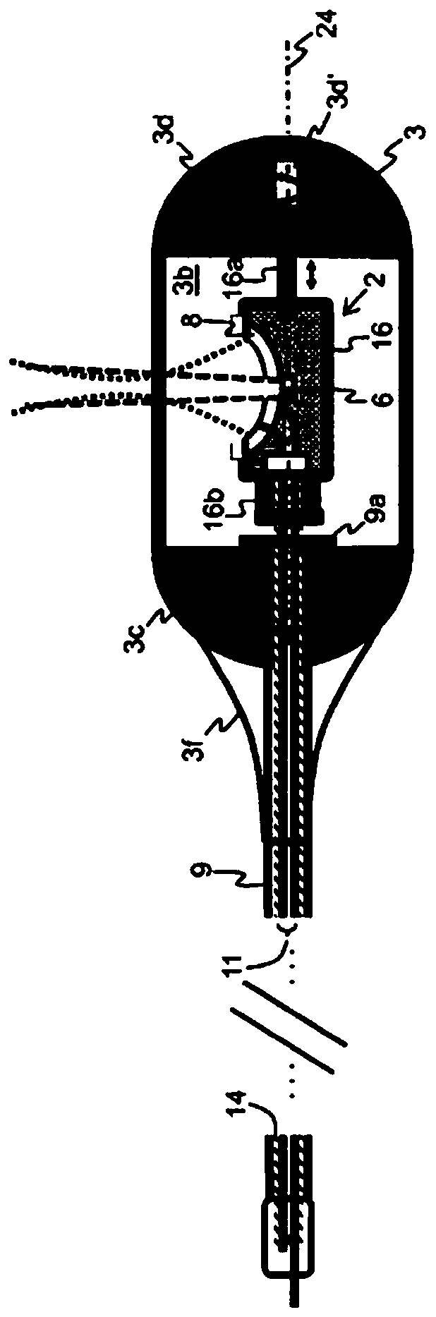 Device for endoscopic optoacoustic imaging, in particular for endoscopic optoacoustic imaging of cavities and hollow objects