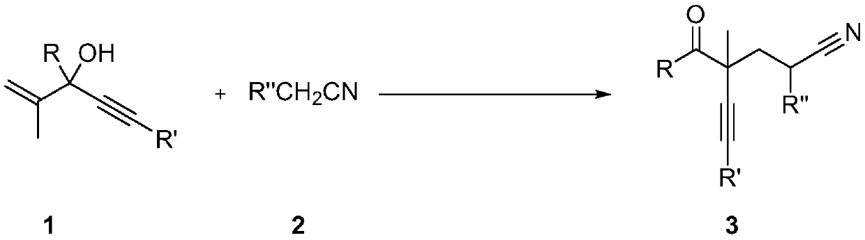 Method for preparing alpha-alkynyl gamma-cyano functionalized ketones from allyl alcohol
