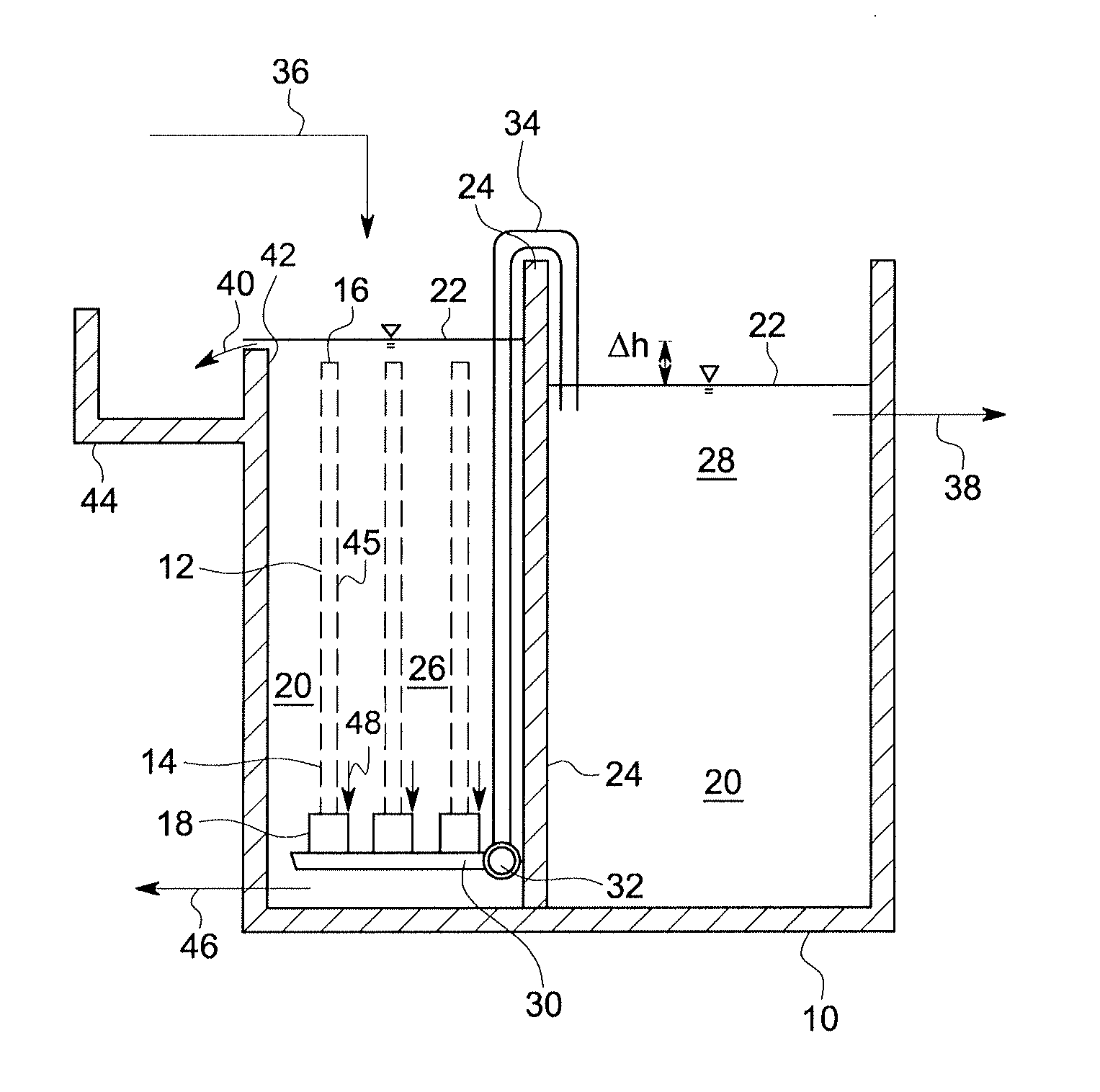 Immersed screen and method of operation