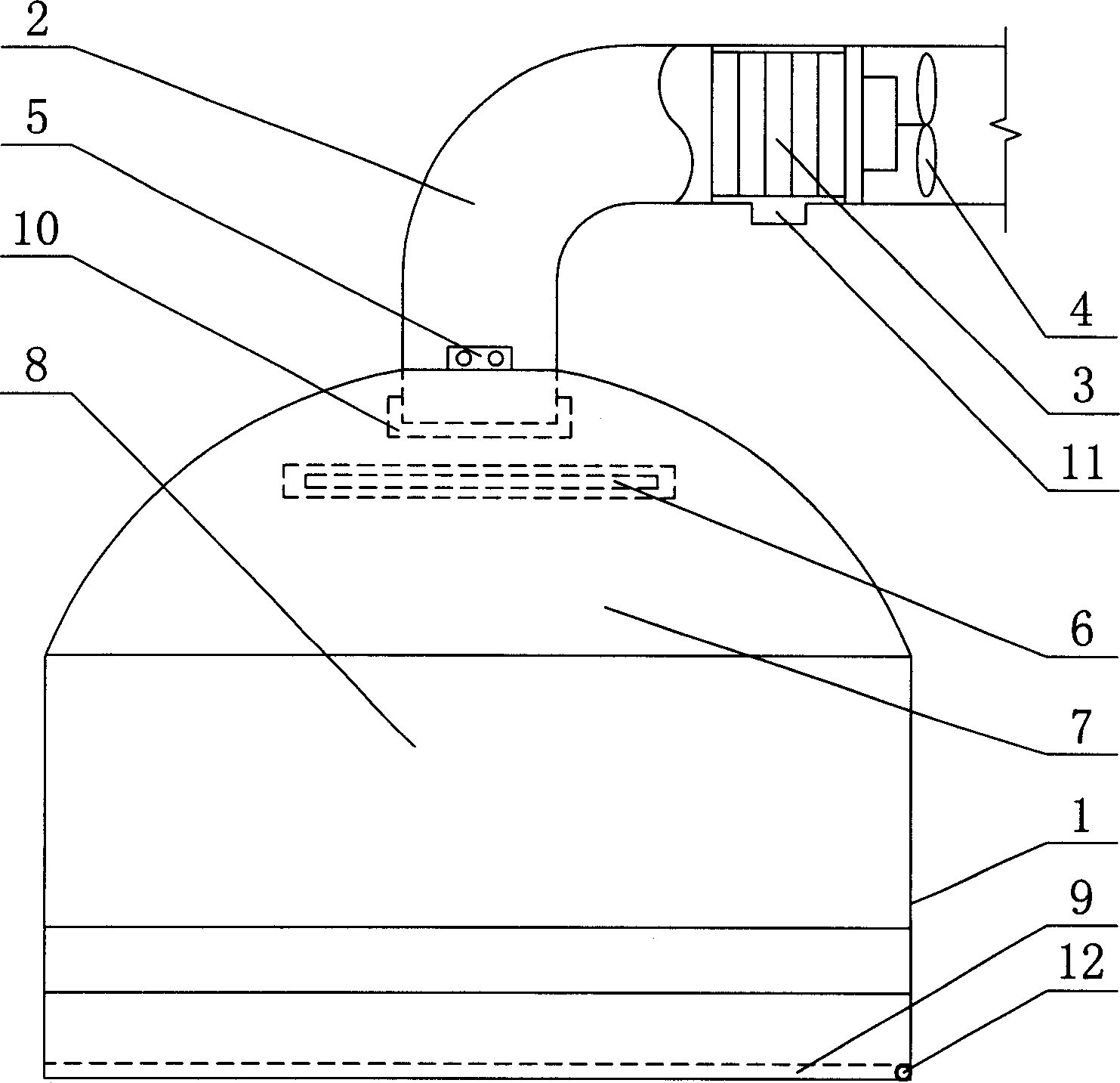 Pipeline type kitchen ventilator