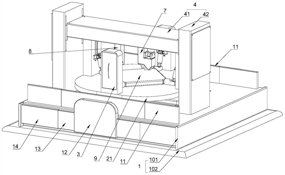 Method and device for rapidly forming space curved surface in additive and subtractive double-station mode