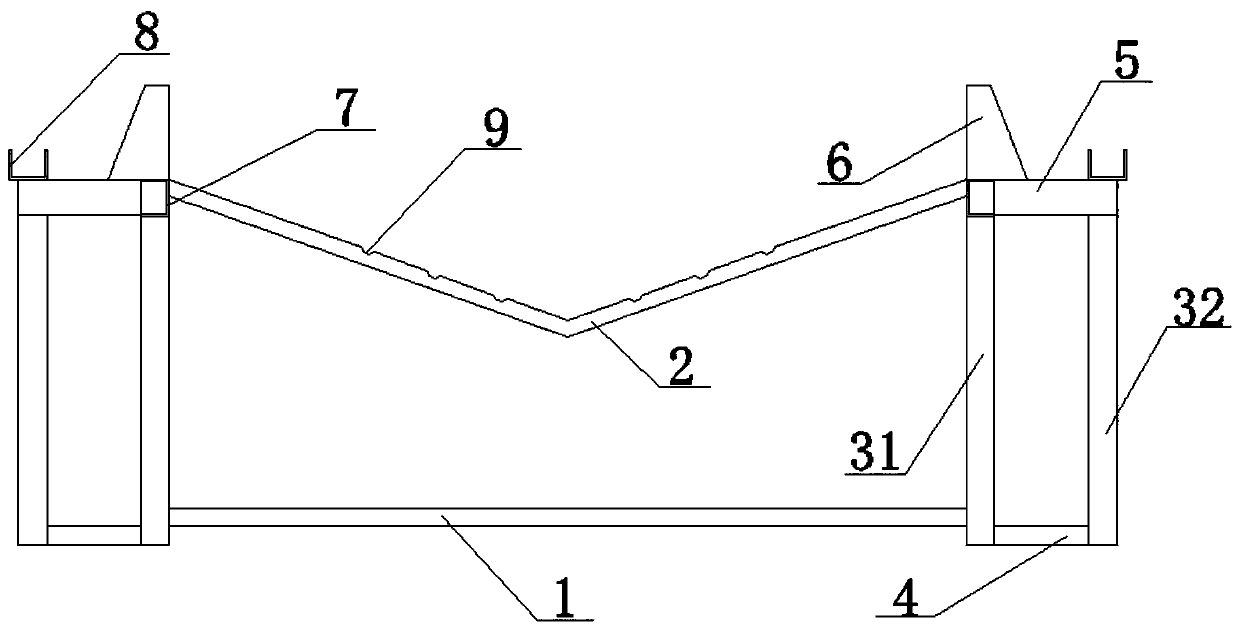 Reinforcing steel bar binding moulding bed frame for prefabricating T-beam wing plate and use method