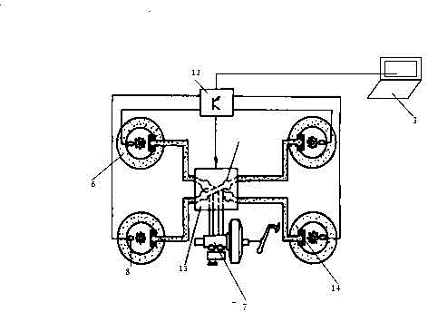 ABS four-wheel loading performance test teaching device