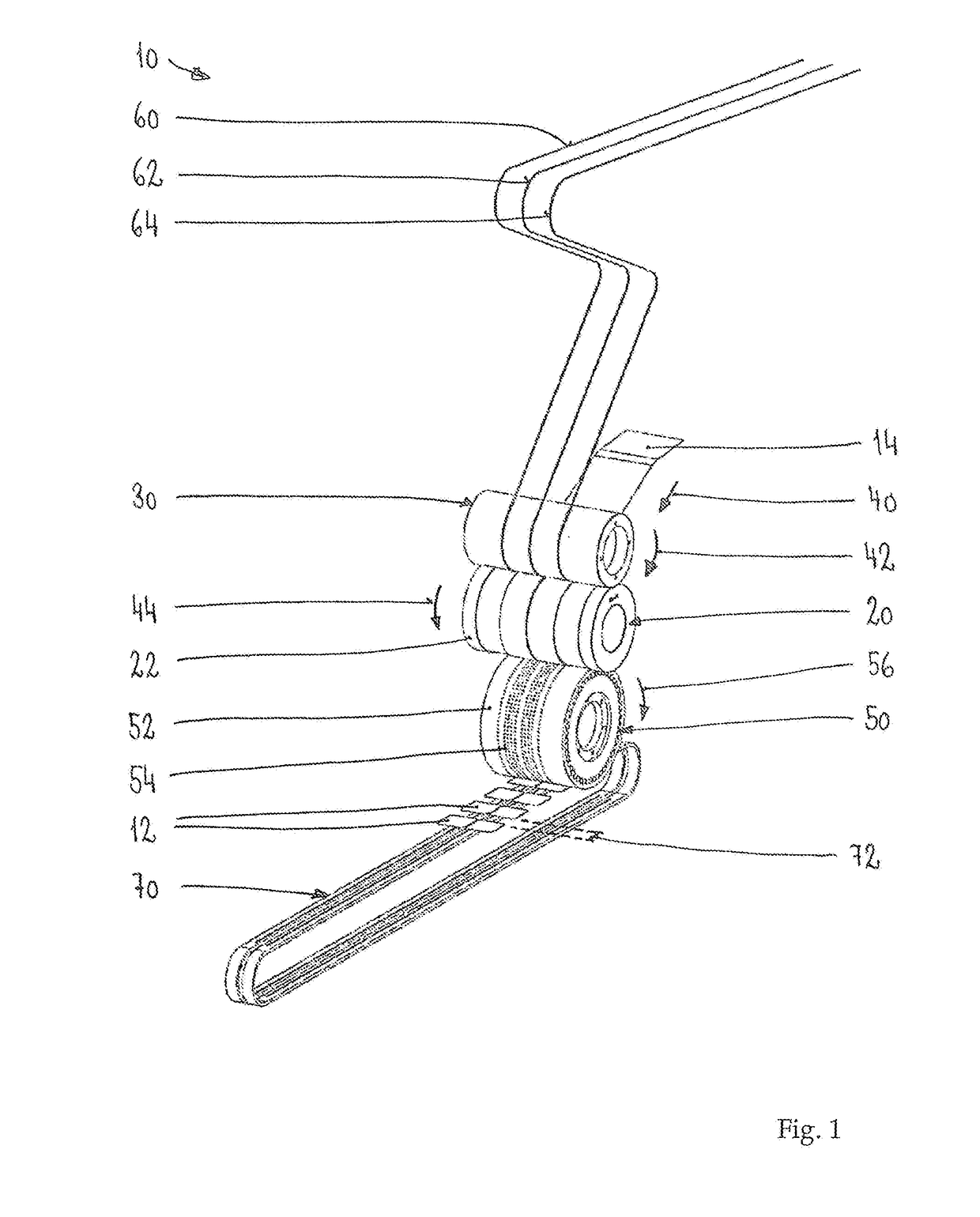 Device for releasing sections from a material web