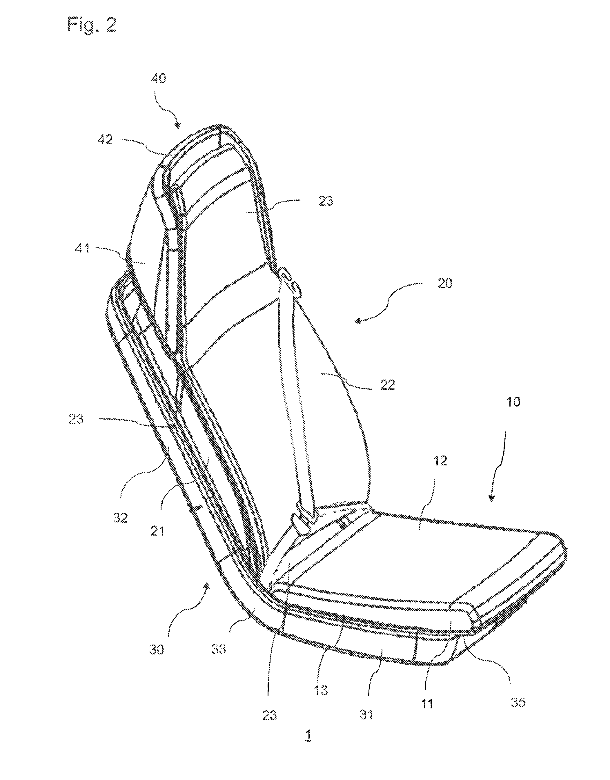 Vehicle seat, in particular a passenger seat for a bus