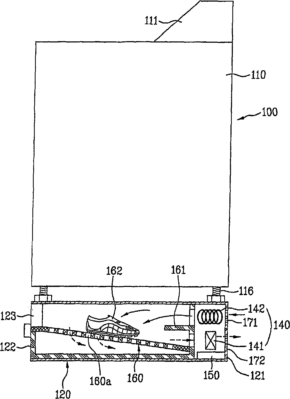 Auxiliary laundry treating machine and multiple laundry treating machine including the same