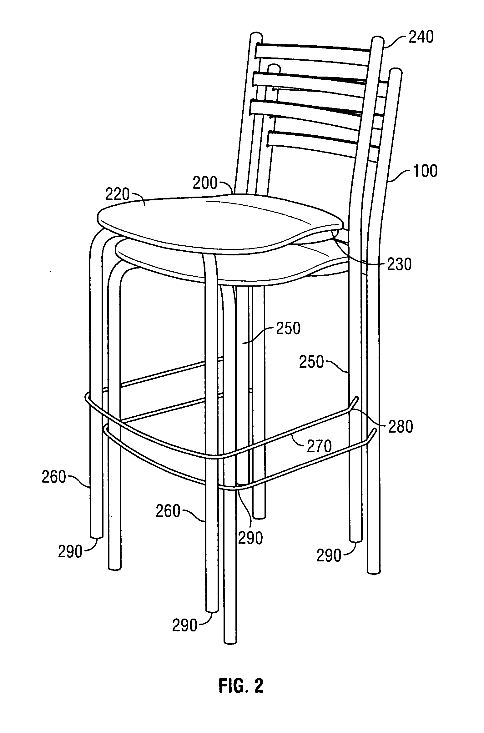 Securely stacking bar stools