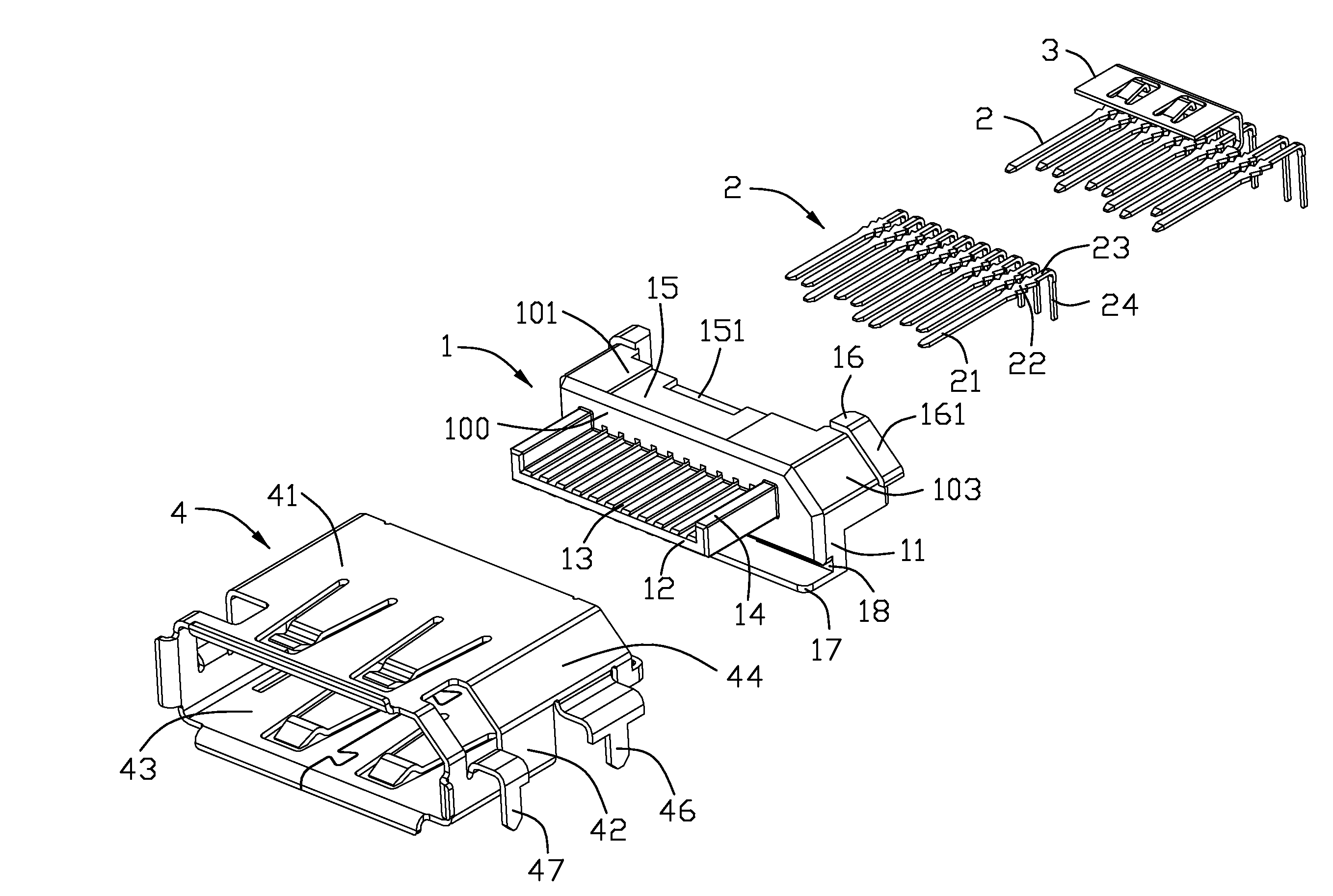 Electrical connector having grounding terminal having tail portion interconnected to metallic shell surrounding the connector