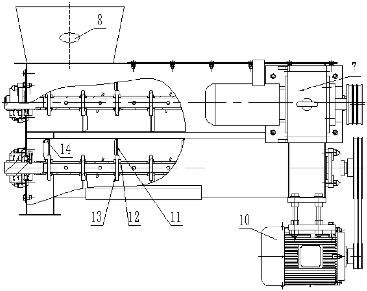 Feeding modulator and horizontal type circular mould straw granulator provided with feeding modulator