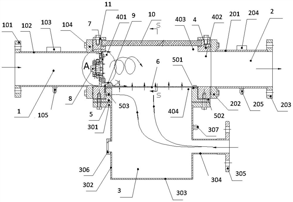 Test device for measuring flame tube cooling hole