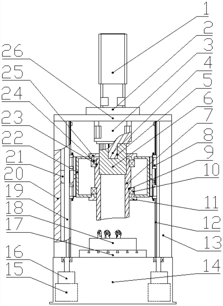 Low-cycle fatigue cracking equipment with multi-spindle driven by the end cam of the split connecting rod