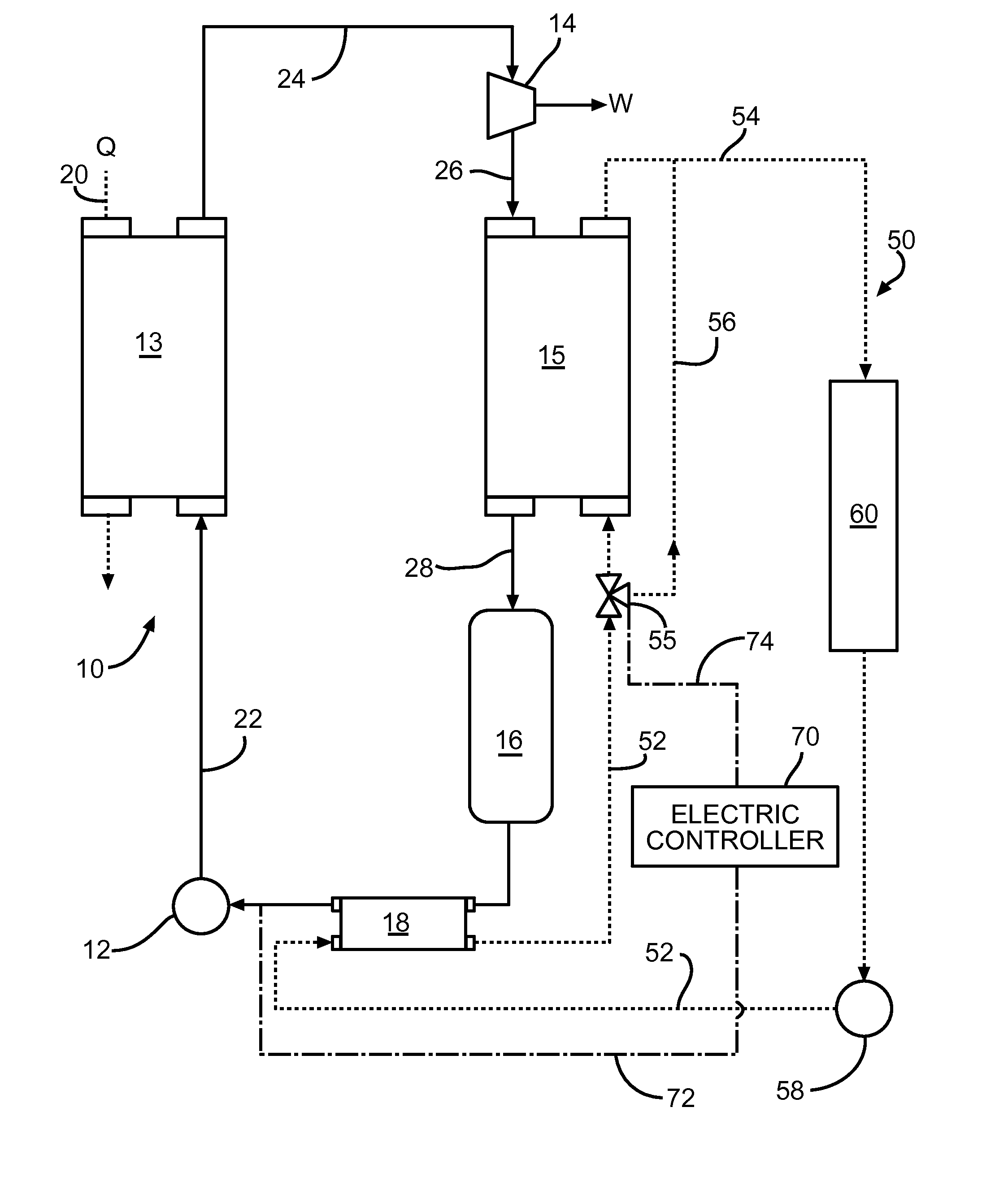 Energy recovery system and method using an organic rankine cycle with condenser pressure regulation
