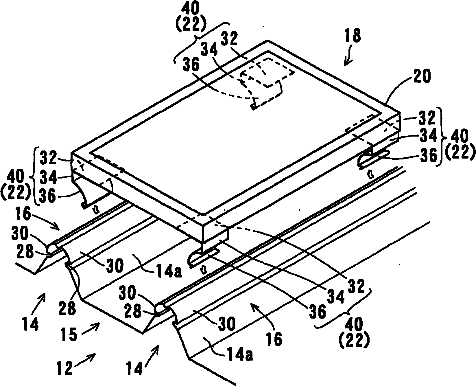 Panel mounting device, mounting method and mounting accessory