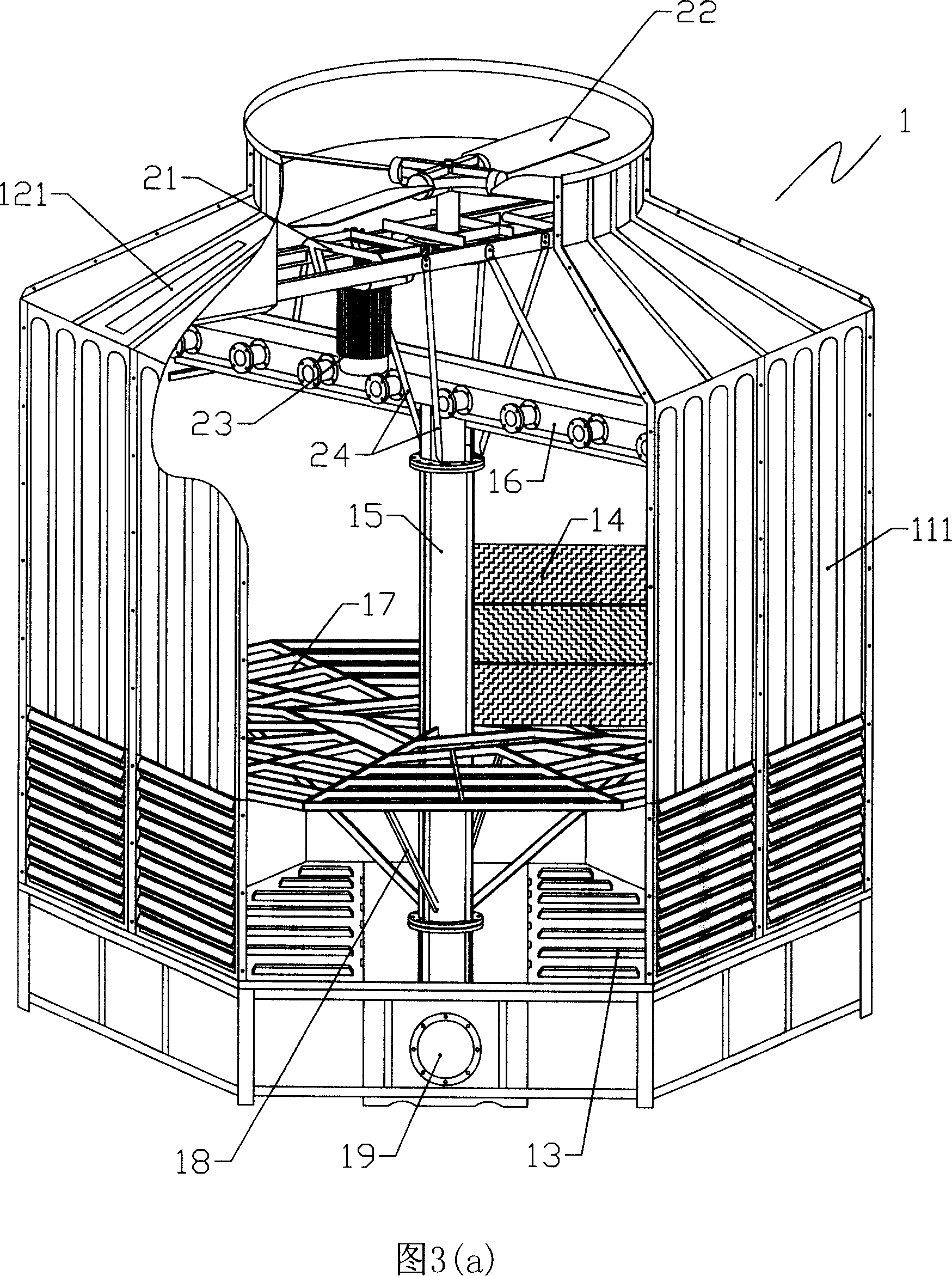 Polygonal counterflow type cooling tower