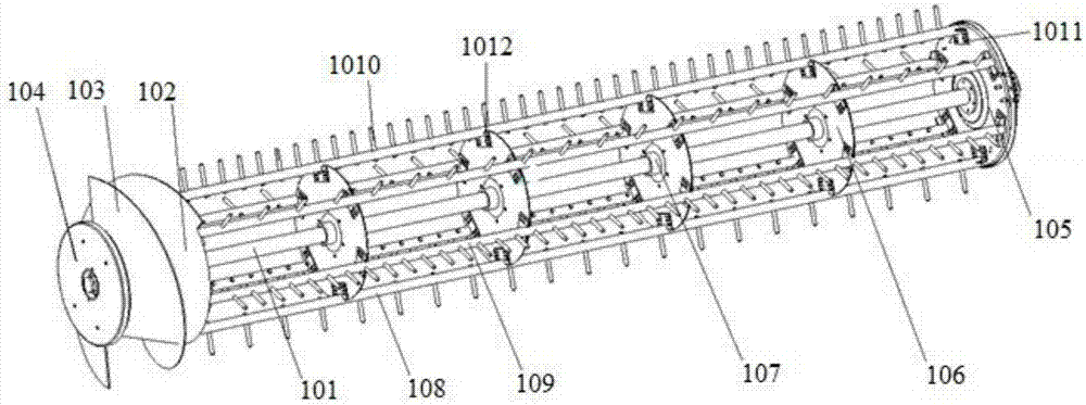 Negative-stiffness and longitudinal-axial-flow threshing cylinder of combined harvester