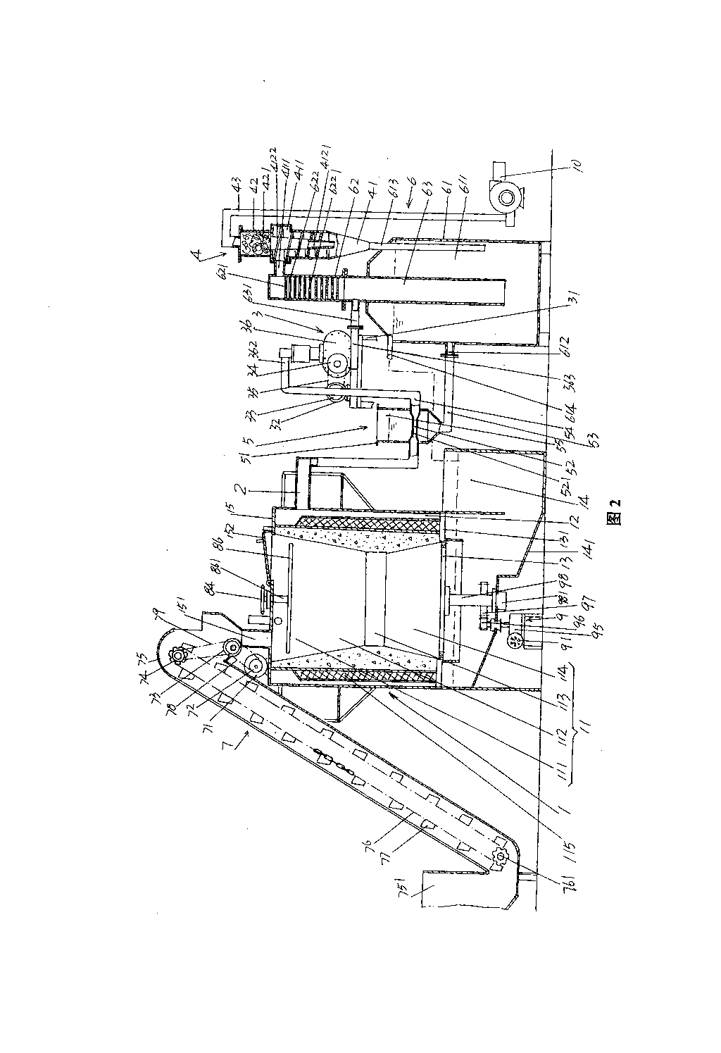 Hearth structure of downdraft biomass fuel vaporizing furnace