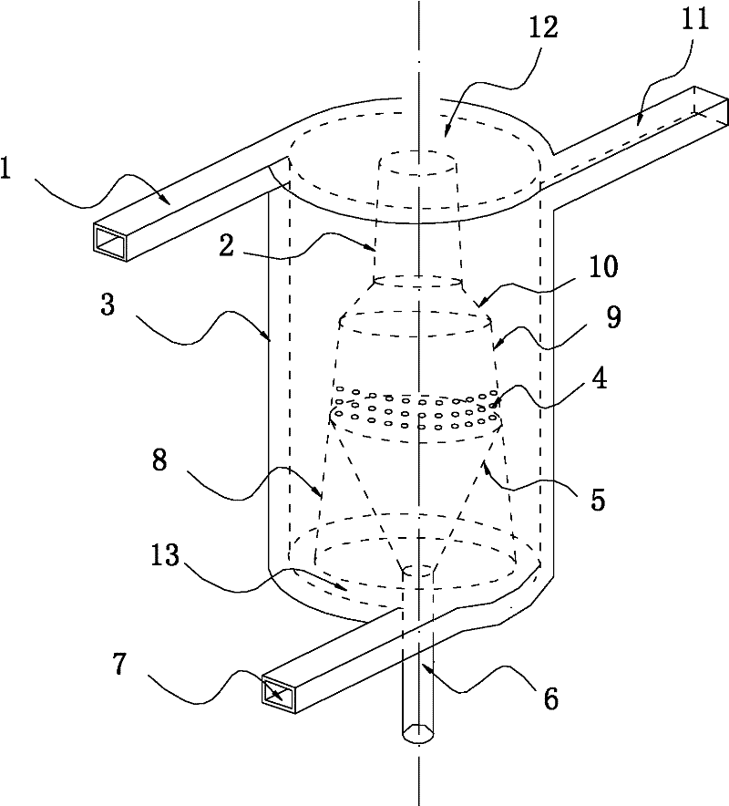Co-rotating outflow internal-hole type high performance swirling separator