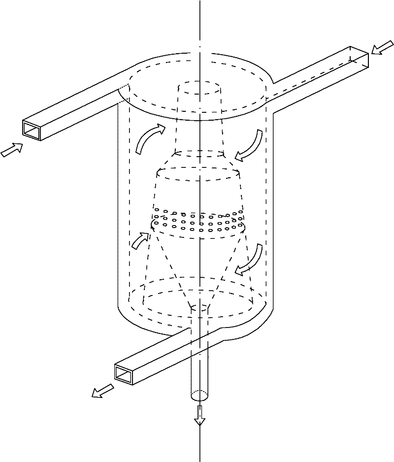 Co-rotating outflow internal-hole type high performance swirling separator
