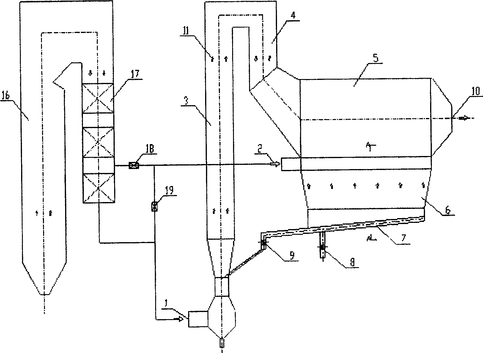 Twin tower circulating fluidized bed fume desulfurizing method and device
