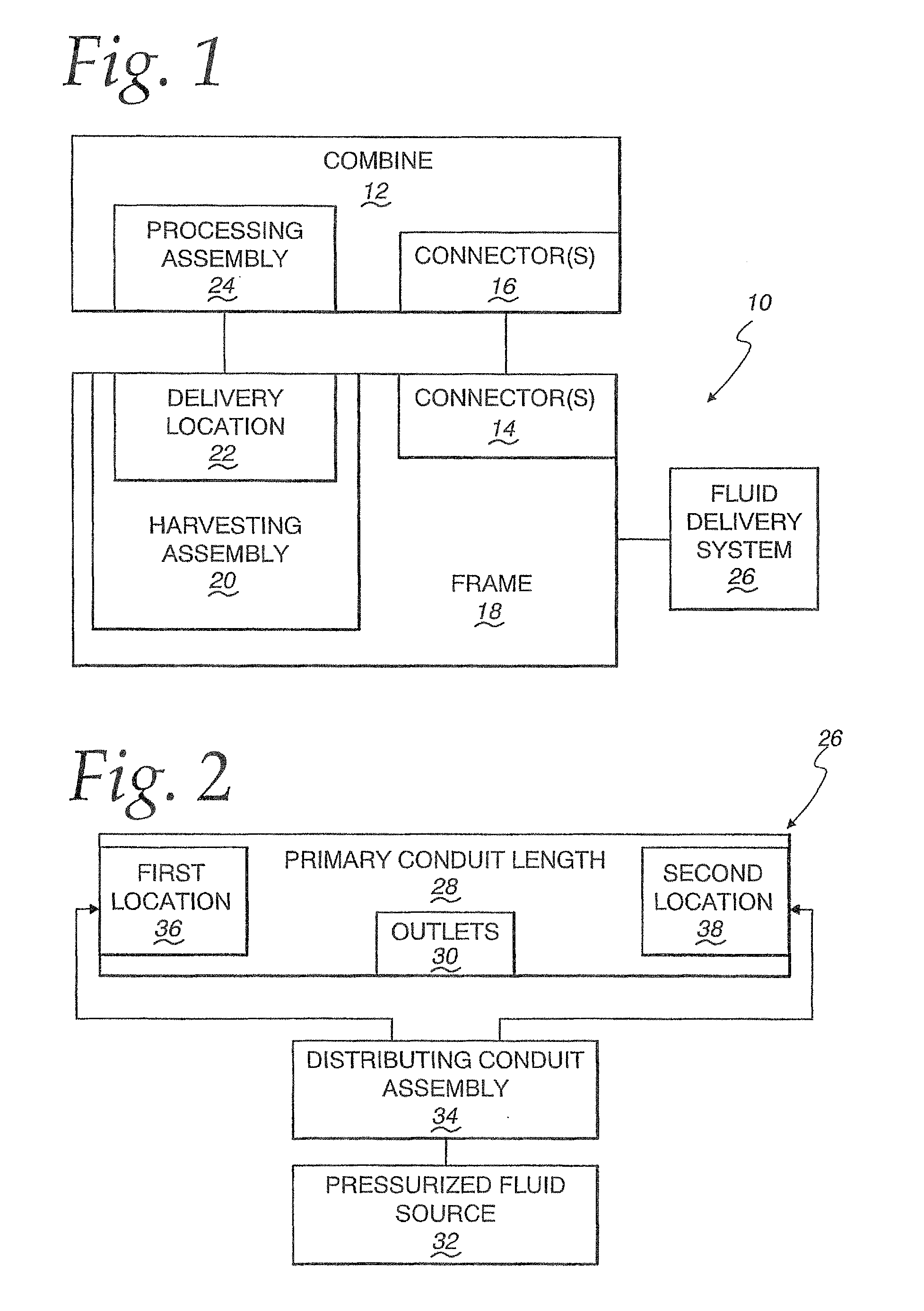 Harvesting apparatus utilizing pressurized fluid