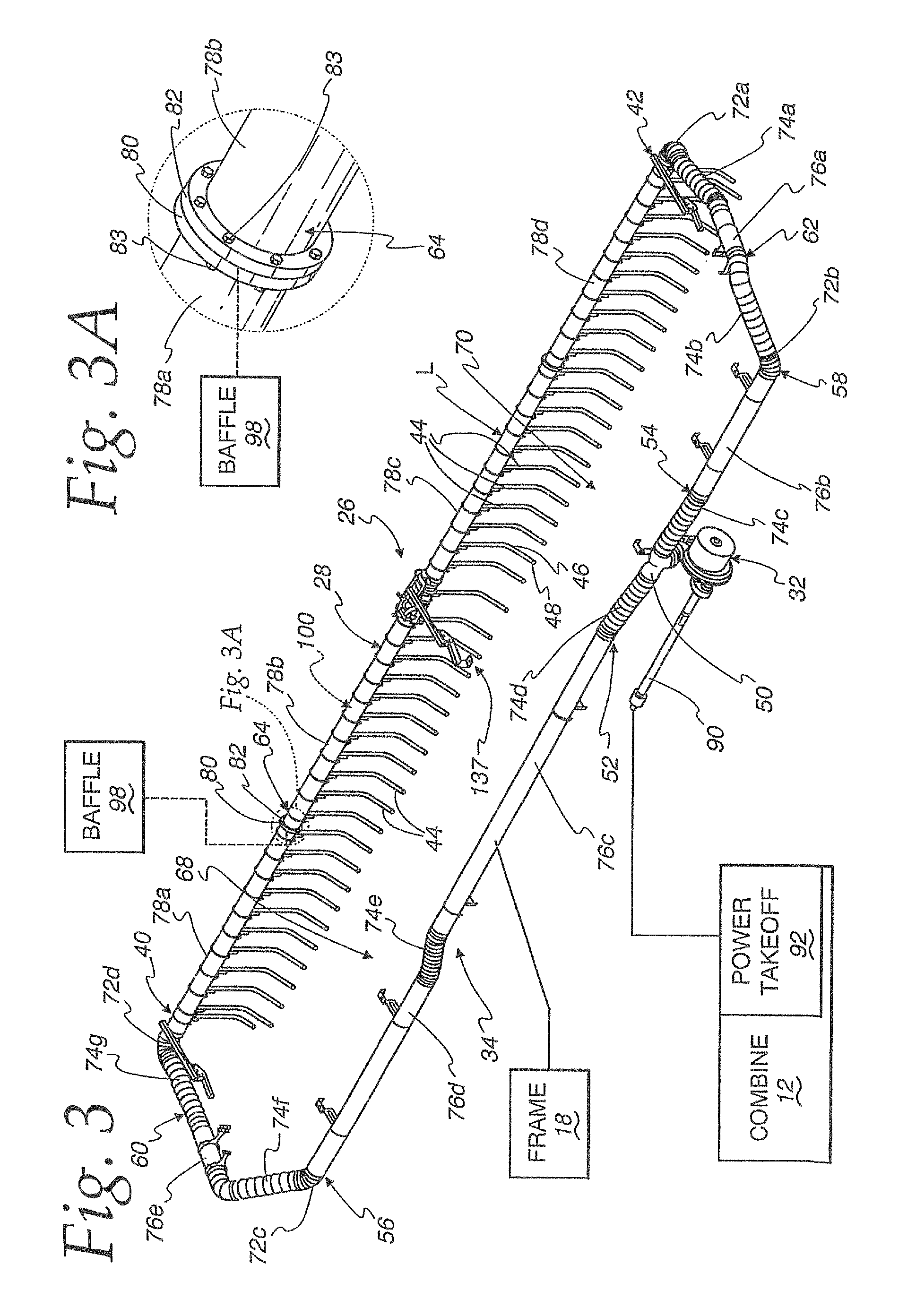 Harvesting apparatus utilizing pressurized fluid