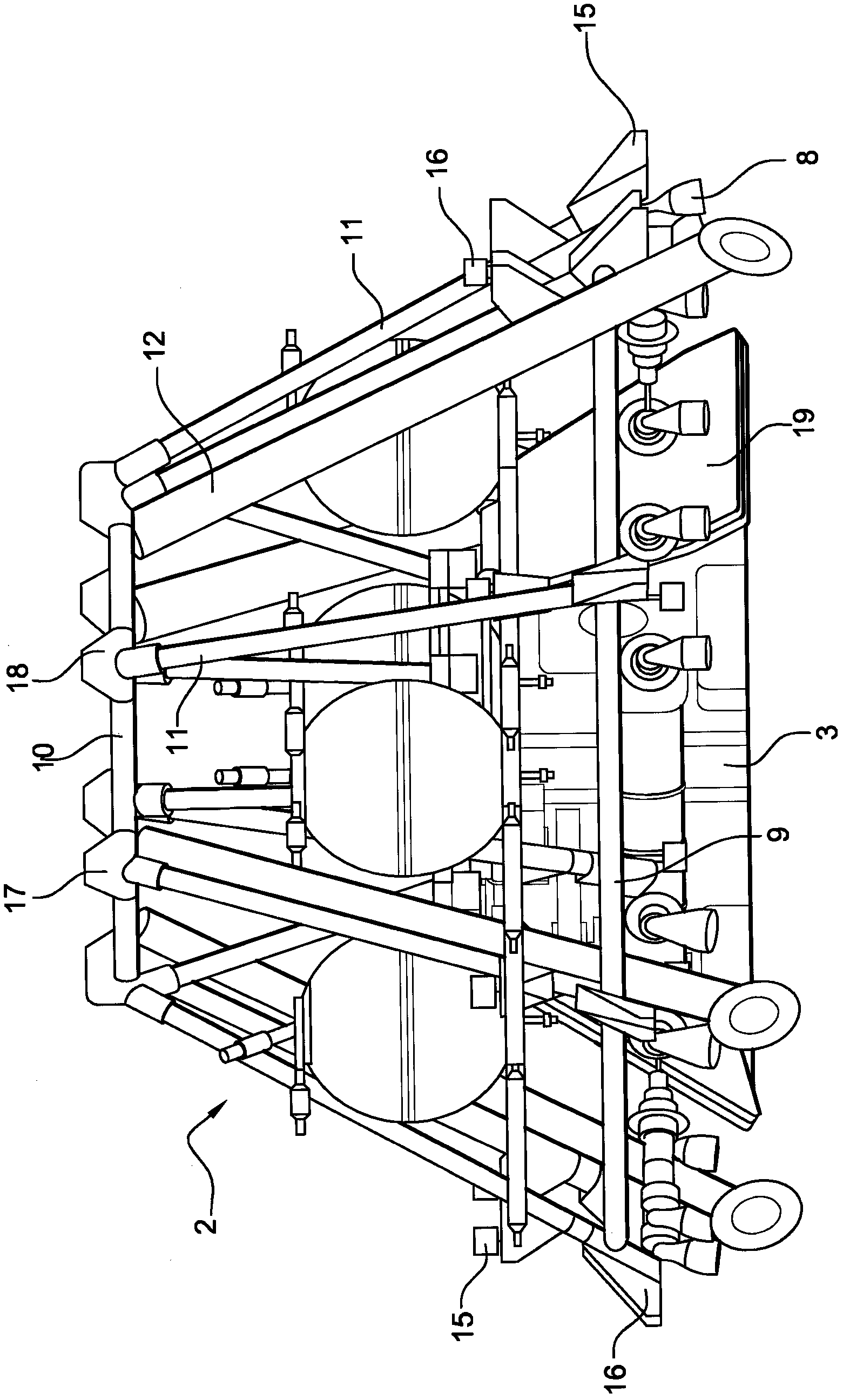 Landing device for a space probe, and landing method for a probe provided with such a device