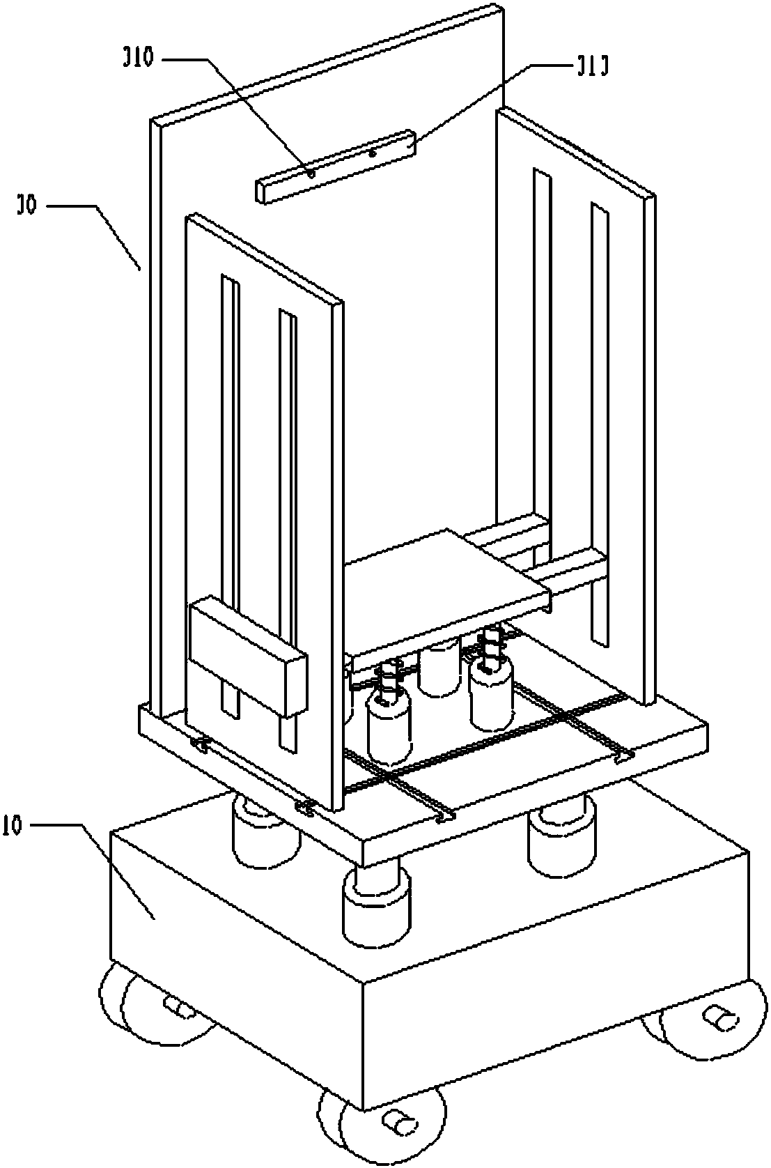 Steel plate feeding trolley in elevator production process