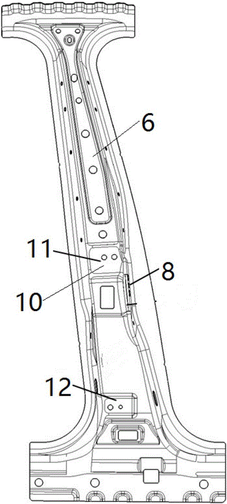 Automobile B column reinforcing plate assembly