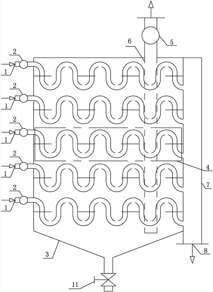 An elbow secondary flow net type or membrane type liquid purifier