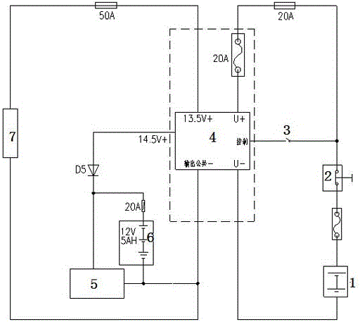 Center control power source charging circuit of electric four-wheel vehicle