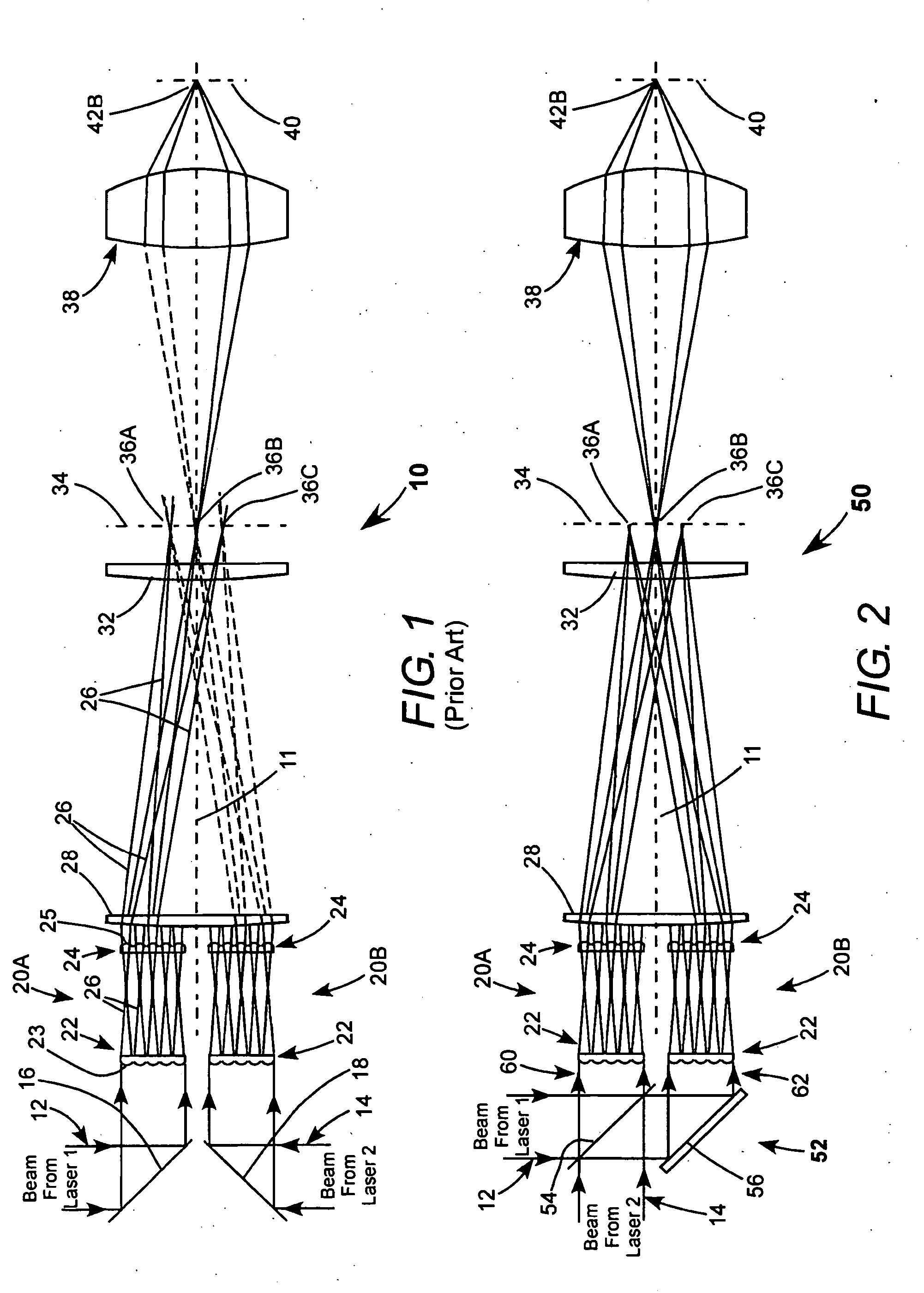 Method and apparatus for coupling laser beams