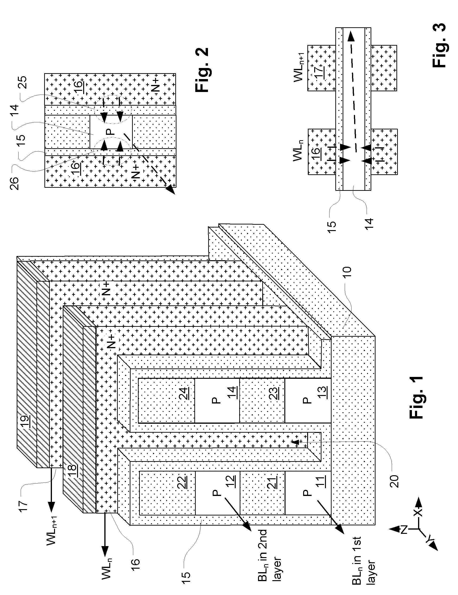 Integrated circuit self aligned 3D memory array and manufacturing method