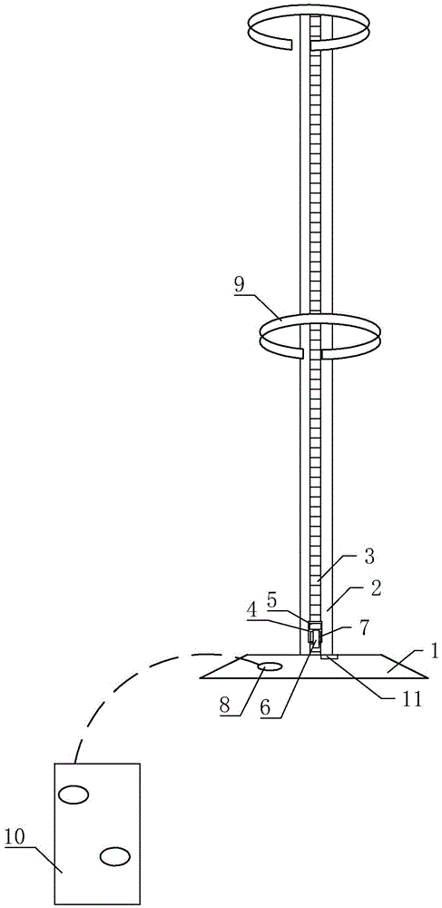 Unclosed type device for winding ropes on trees on saline and alkaline land