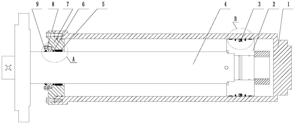 Oil cylinder sealing transformation structure and method for mud ramming assembly of blast furnace gun