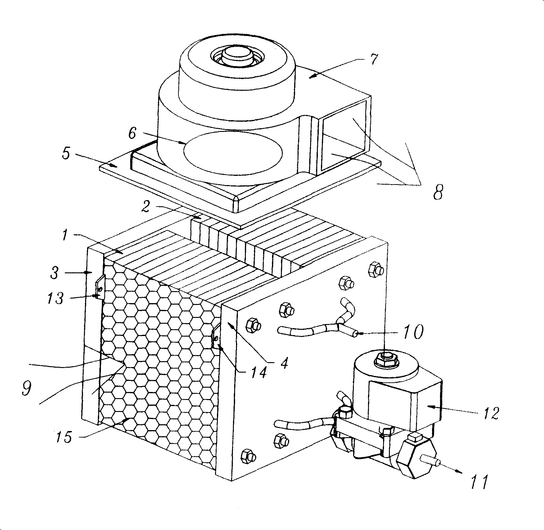 Normal pressure air suction type operation and cooling fuel cell