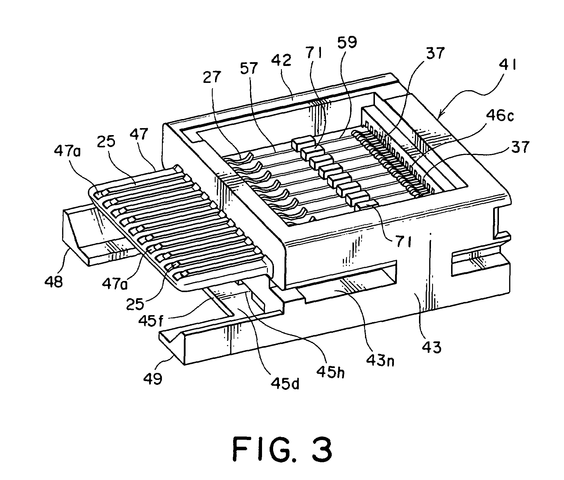 Connector having an electronic element built therein without disturbing a characteristic impedance