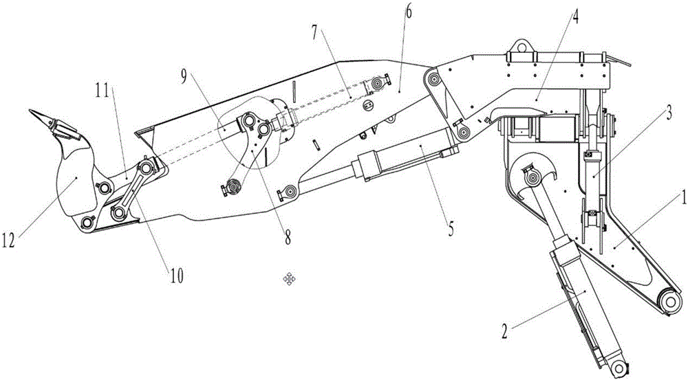 Deflection type working device structure of excavator and for tunnel