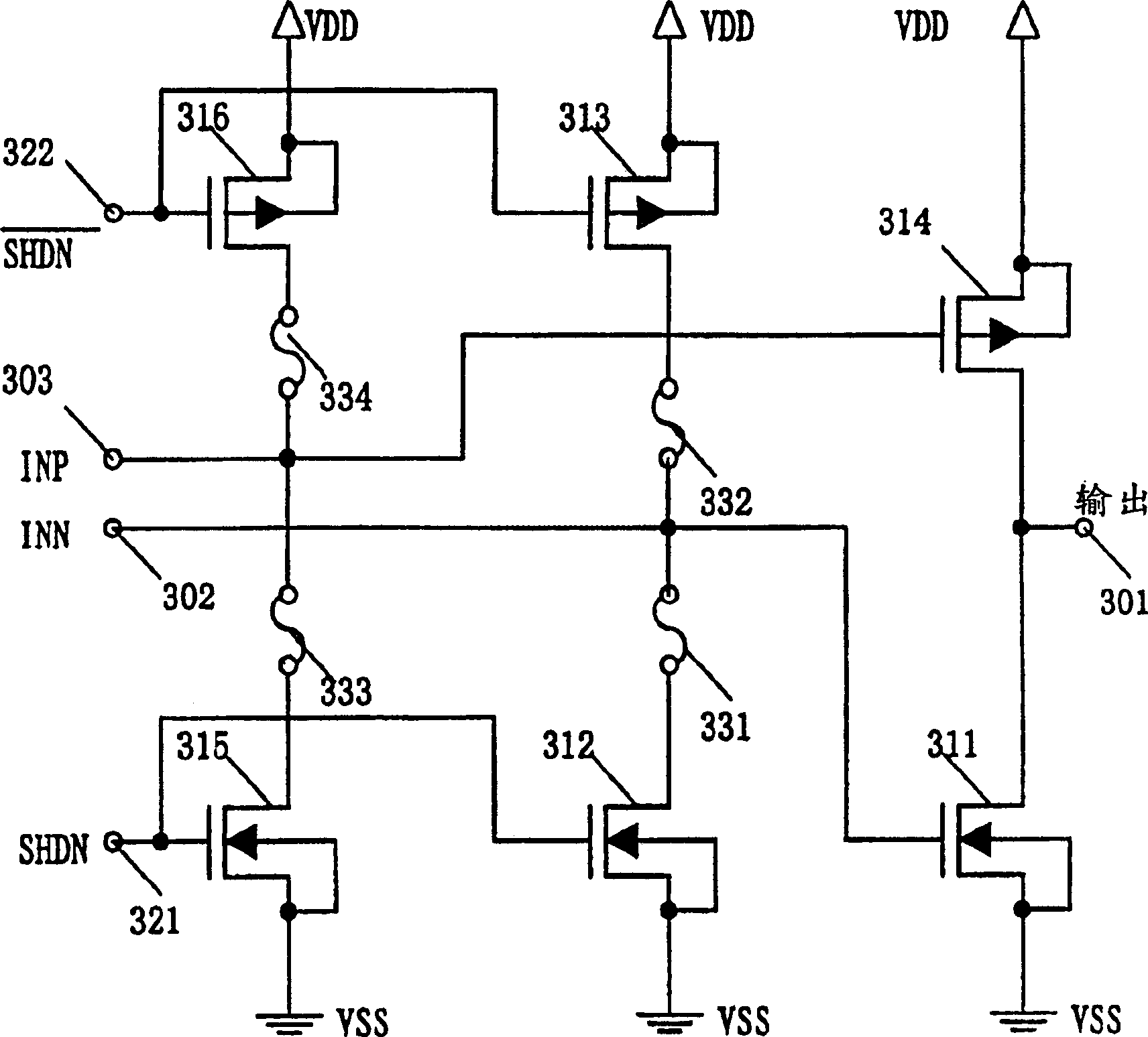 Complementary metal oxide semiconductor output circuit