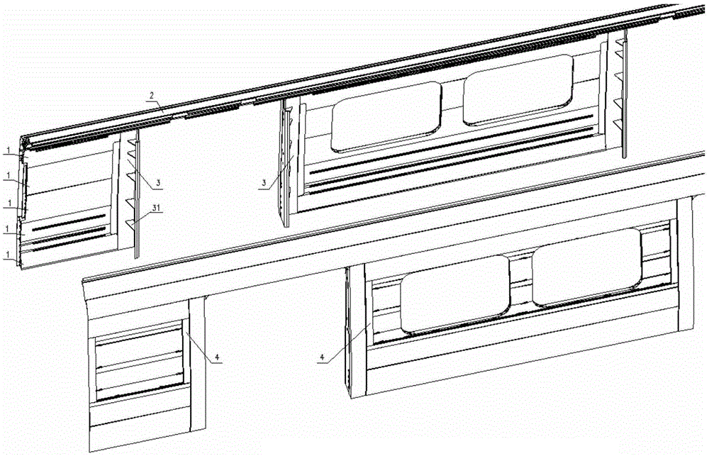 Side wall structure of railway vehicle